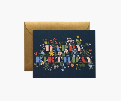 Carte Happy Birthday noir et or, Rifle Paper Co, Merci Léonie