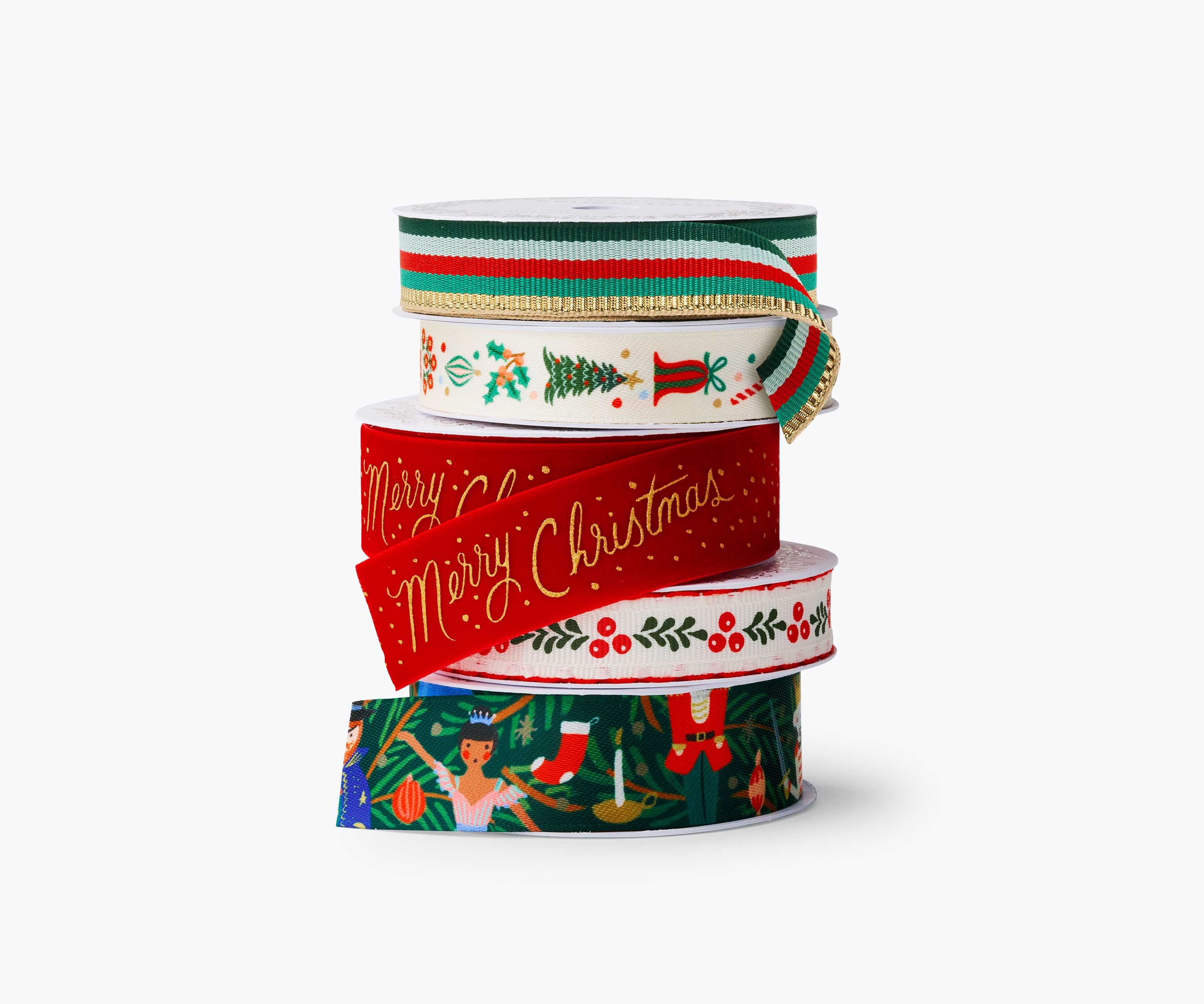 RIFLE PAPER CO. Be Merry & Bright Ribbon Set, Christmas Holiday Wrapping  Supplies for Presents and Gifts, Decorative Design for Bows, Bouquets