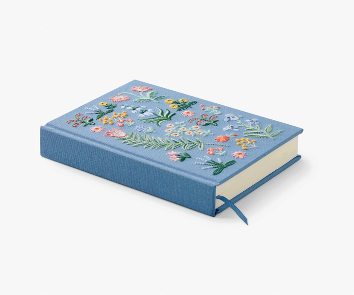 Embroidered journal (blue with floral embroidery), Rifle Paper Co