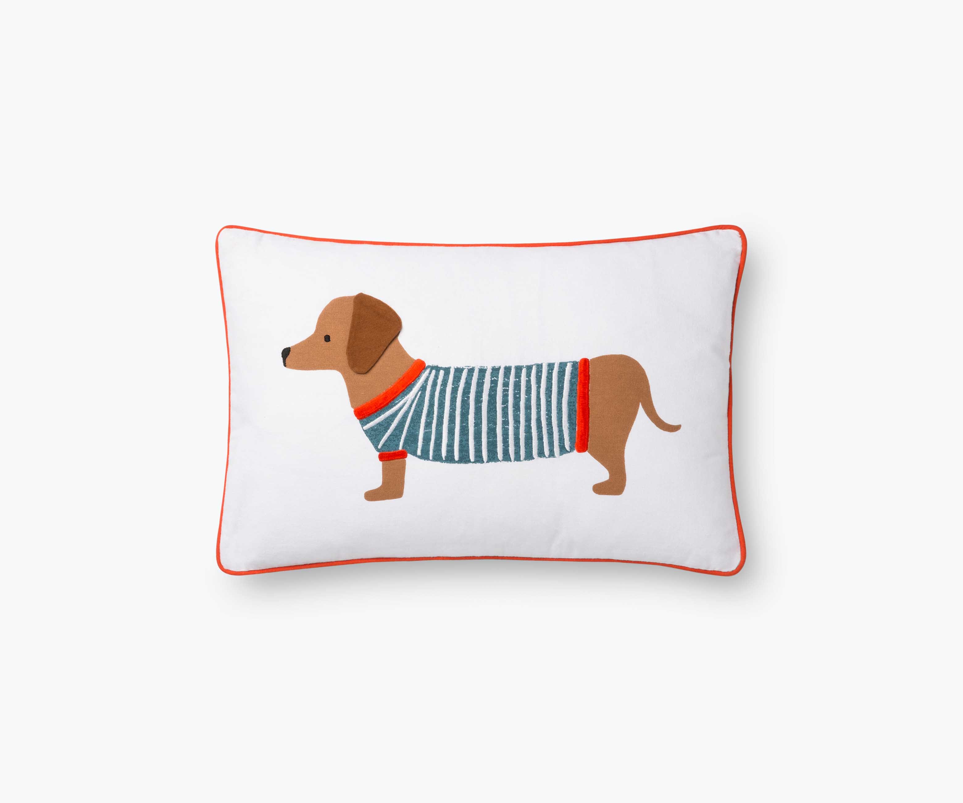 White Dachshund Embroidered Pillow | Rifle Paper Co.