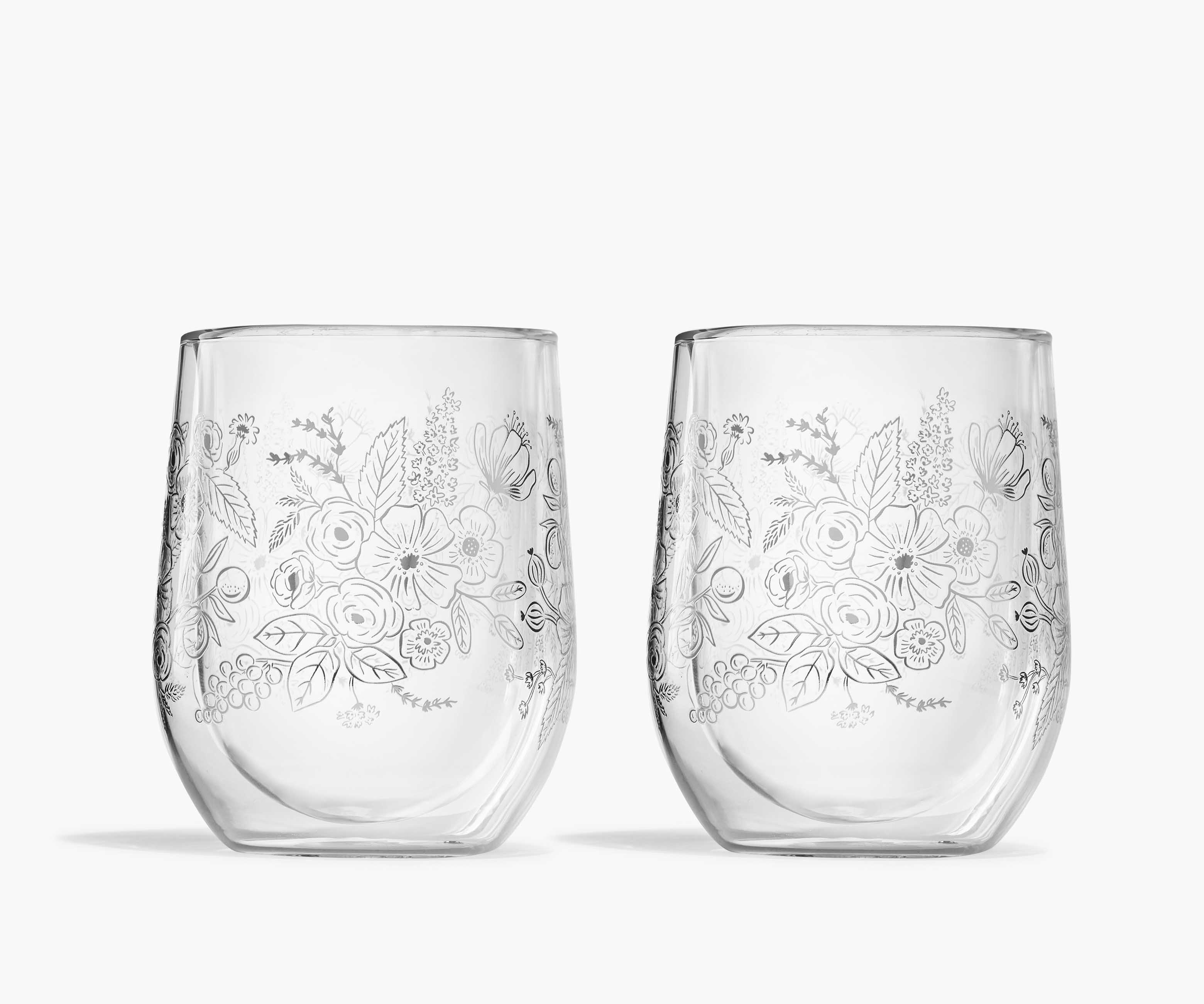 Colette Hand Made & Etched White Wine Glasses, Set of 4