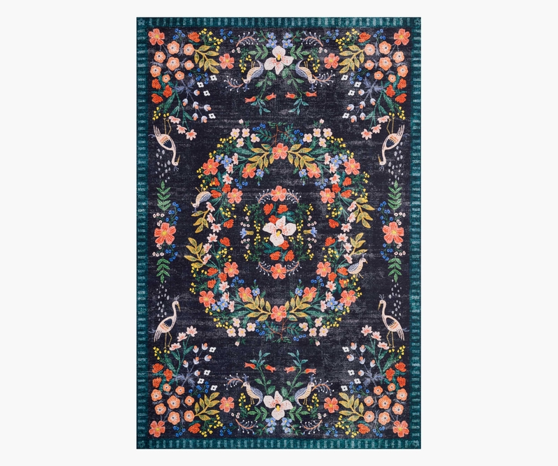 Palais Luxembourg Black Printed Rug