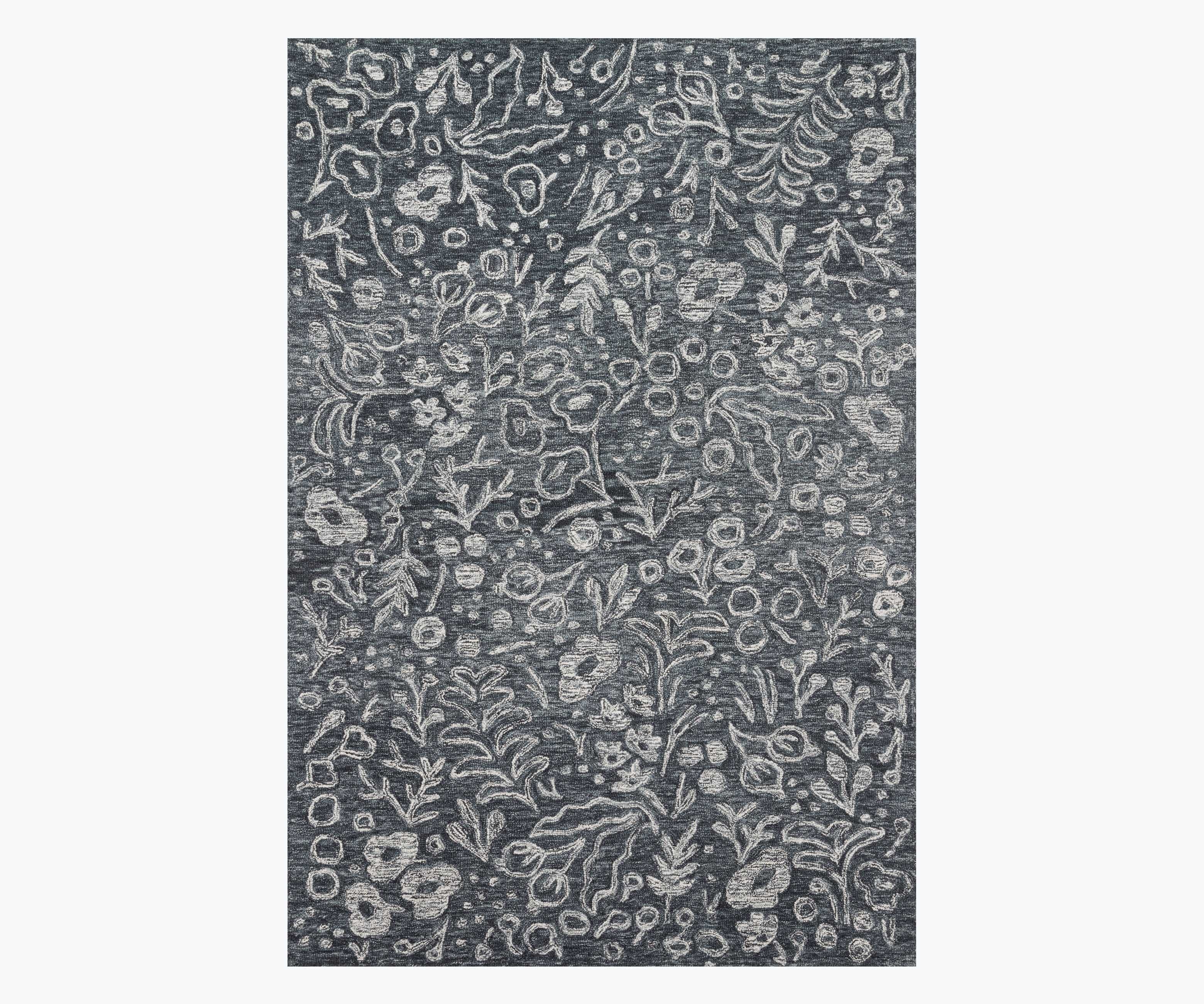 Tapestry Marion Charcoal Wool-Hooked Rug | Rifle Paper Co.
