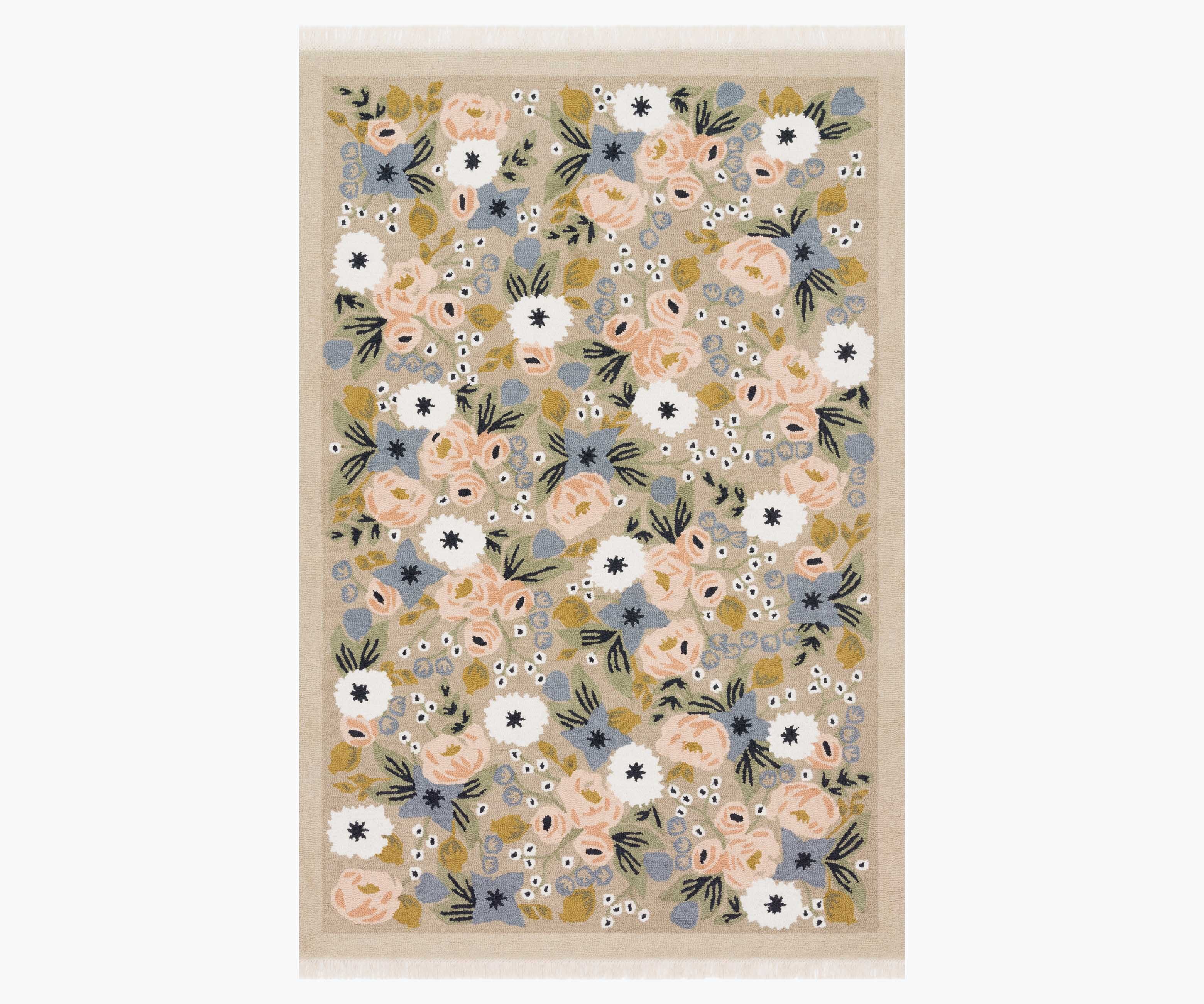 Colette Rosa Grey Wool-Hooked Rug | Rifle Paper Co.