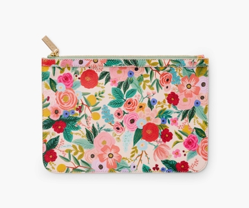 Upcycled Denim/Rifle Paper Co Floral Canvas Pouch – Songbird